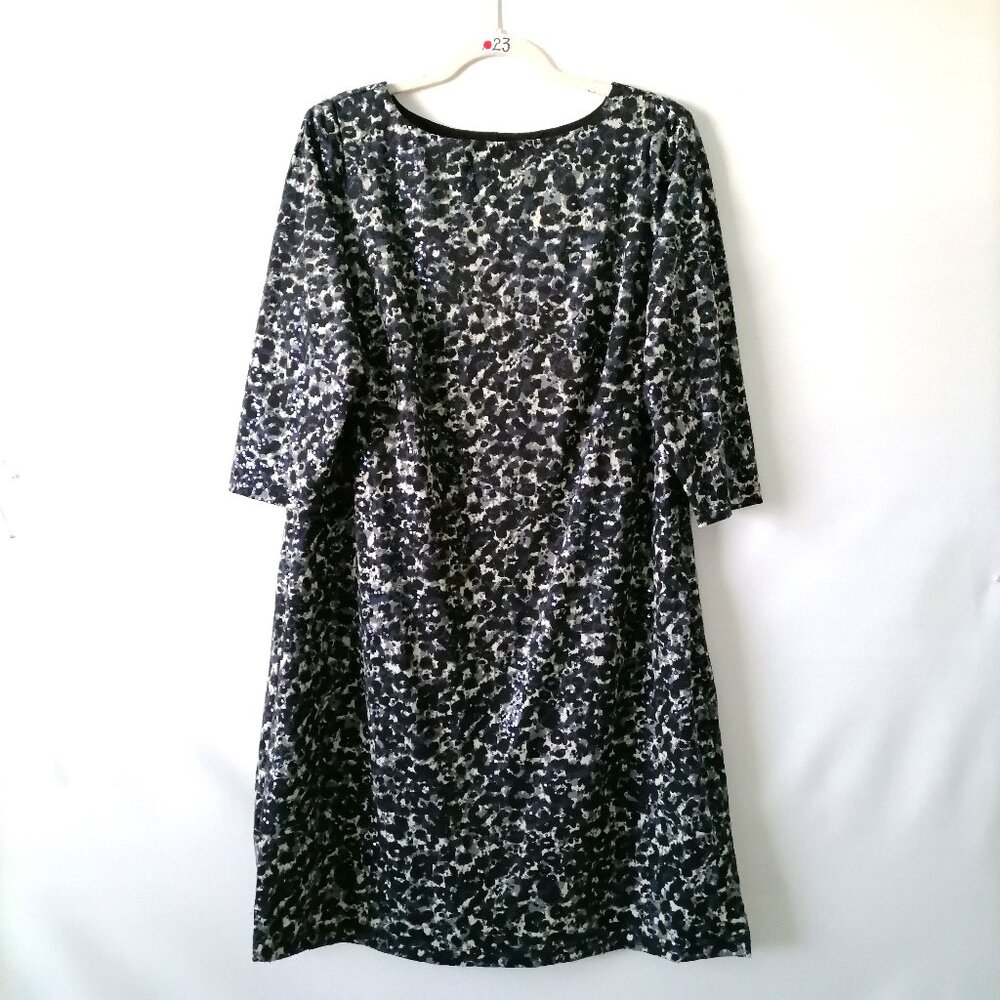 Kris Jenner Womens Black White 3/4 Sleeve Sequin Tunic Top Plus Size 1X